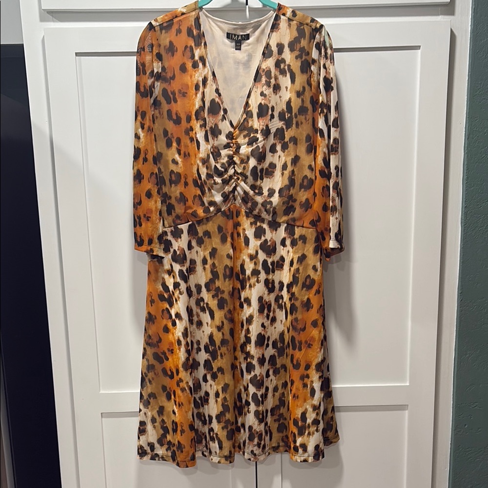 Leopard Print V-Neck Dress by IMAN 1X
